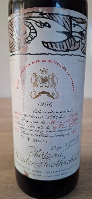 1966 Château Mouton Rothschild - Pauillac 2ème Grand Cru, Verzamelen, Wijnen, Nieuw