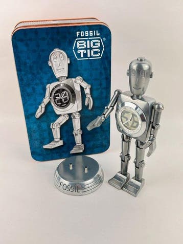Zeldzaam Fossil Stan Big Tic Robot Man Ref BG1000 Kwarts