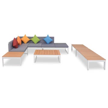 vidaXL 5-delige Loungeset met kussens aluminium en HKC, Verzenden, Nieuw, Loungeset