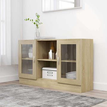 vidaXL Vitrinekast 120x30,5x70 cm bewerkt hout sonoma, Huis en Inrichting, Kasten | Dressoirs, Verzenden, Nieuw