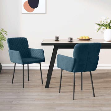 vidaXL Eetkamerstoelen 2 st fluweel blauw, Verzenden, Nieuw
