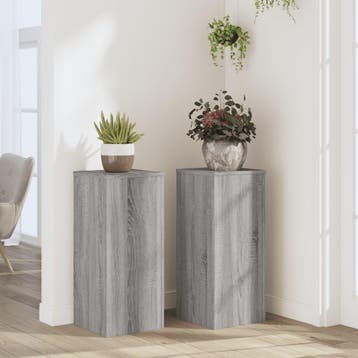 vidaXL Plantenstand 2 st Grijs Sonoma 30 x 30 x 70 cm, Verzenden