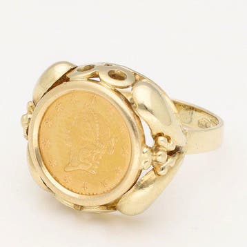 Bague - 14 carats Or jaune - Un dollar