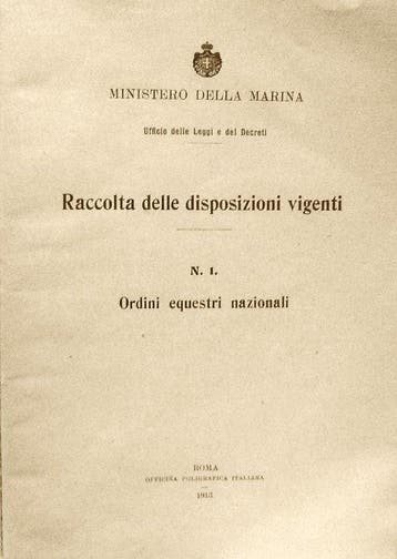 Anonimo - Ordini Equestri e Medaglie Nazionali. - 1913, Antiek en Kunst