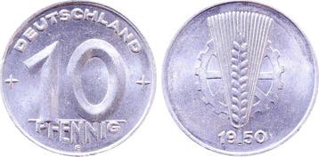 Duitsland 10 Pfennig Ddr 1950 E bfr unsauberer Rand J1503..., Verzenden