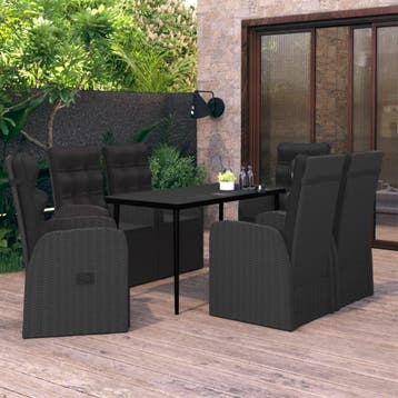 vidaXL 7-delige Tuinset met kussens zwart, Verzenden, Nieuw, Tuinset