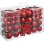 tectake 84 kerstballen onbreekbaar met ketting en ster rood, Diversen, Kerst, Verzenden, Nieuw