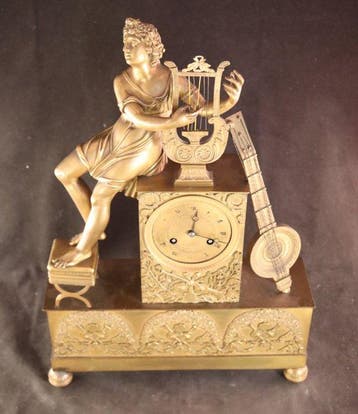 Grote antieke - Empire pendule - Brons - 1800-1850