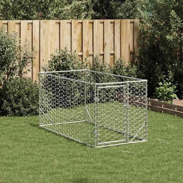 vidaXL Hondenhok voor buiten met deur 2x1x1 m gegalvaniseerd, Verzenden, Nieuw