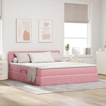 vidaXL Opbergbed met matras met hoofdeinde Roze 160 x 200 cm, Verzenden, Nieuw