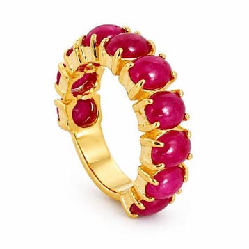 925 zilver verguld - robijn - Ring