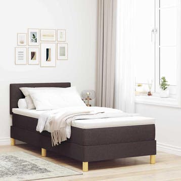 vidaXL LED Box Spring Bed met hoofdeinde Donkerbruin 80 x, Verzenden