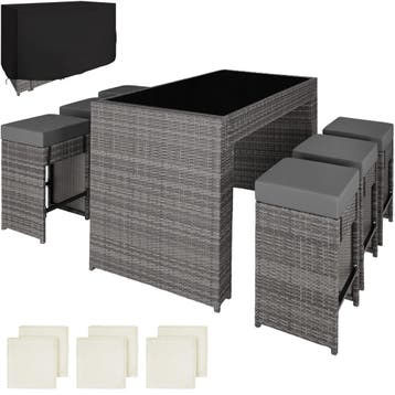tectake Aluminium wicker barset Ibiza 6+1 met beschermhoes -, Tuin en Terras, Verzenden, Nieuw