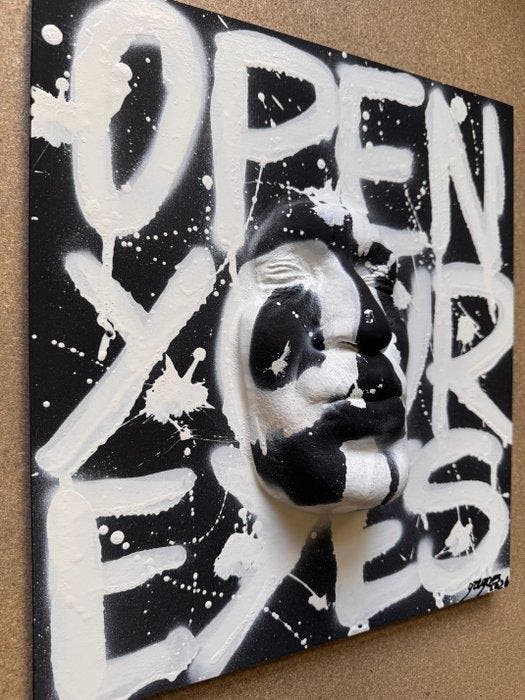 gregos - Open your eyes-black and white kiss, Antiek en Kunst, Kunst | Designobjecten