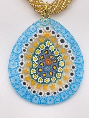 Murano-glas - Ketting met hanger - Murano-glas met murrines