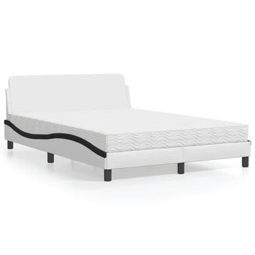 vidaXL Bed met matras Dover kunstleer wit en zwart 140x200, Huis en Inrichting, Verzenden, Nieuw