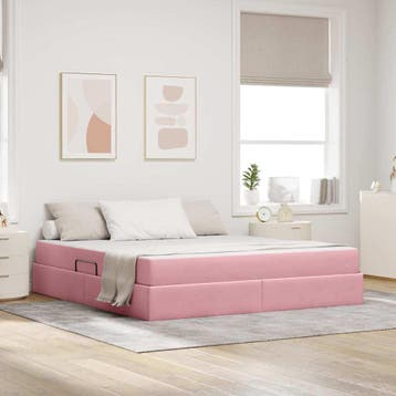 vidaXL Opbergbed met matras met opslag Roze 160 x 200 cm, Verzenden