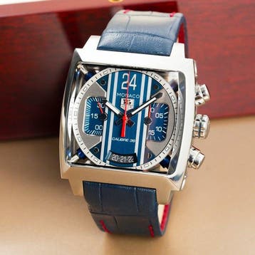 TAG Heuer - Monaco 24 Calibre 36 Chronograph Blue Skelaton, Handtassen en Accessoires