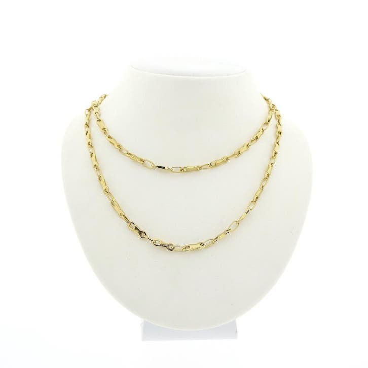 Gouden fantasieschakel ketting, Handtassen en Accessoires, Kettingen, Goud, Gebruikt, Goud, Ophalen of Verzenden