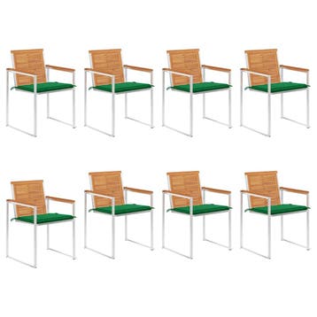 vidaXL Tuinstoelen 8 st met kussens massief acaciahout, Verzenden, Nieuw