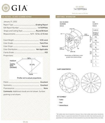 1 pcs Diamant (Natuurlijk gekleurd) - 0.50 ct - Rond - Faint, Nieuw