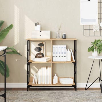 vidaXL Boekenrek 78,5x33x82 cm bewerkt hout en ijzer sonoma, Verzenden