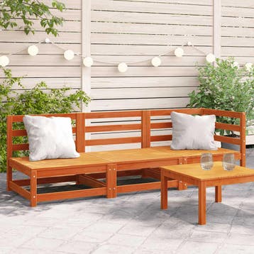 vidaXL Tuinbank 3-zits massief grenenhout wasbruin, Tuin en Terras, Verzenden, Nieuw