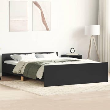 vidaXL Bedframe met hoofd- en voeteneinde zwart 140x200 cm, Verzenden