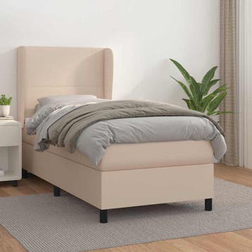 vidaXL Boxspring met matras kunstleer cappuccinokleurig, Verzenden