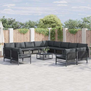 vidaXL Tuinbank Set 14 st Zwart Staal, Verzenden, Nieuw