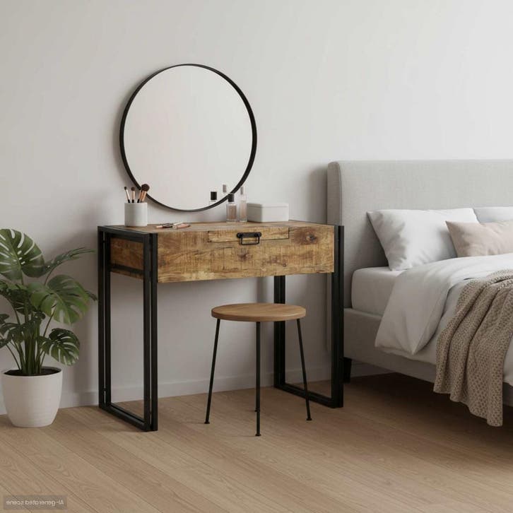 vidaXL Slaapkamer Toilet Tafels met opslag Bruin Massief, Huis en Inrichting, Tafels | Kaptafels, Nieuw, Verzenden