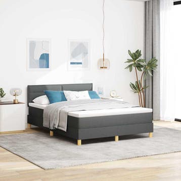 vidaXL LED Box Spring Bed met hoofdeinde Donkergrijs 160 x, Verzenden