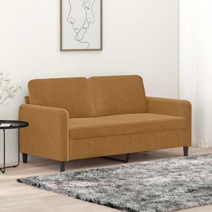 vidaXL Tweezitsbank / zetel 140 cm stof bruin, Huis en Inrichting, Zetels | Zetels, Nieuw, Verzenden