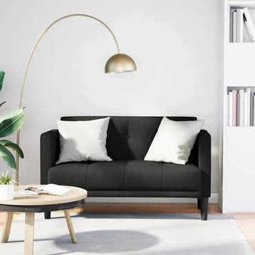vidaXL Loveseat bank / zetel Zwart 111 cm Stof, Verzenden