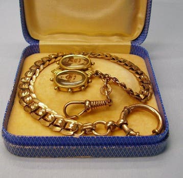 Zonder minimumprijs - Horloge halsketting Schaumgoud /