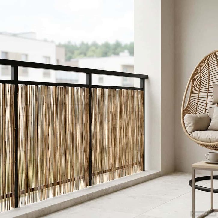 vidaXL Tuinhek Gecarboniseerd 600 x 100 cm Riet, Tuin en Terras, Tuinhekken en Hekwerk, Nieuw, Verzenden