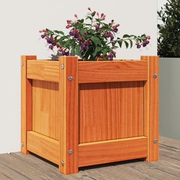 vidaXL Plantenbak 31x31x31 cm massief grenenhout wasbruin, Verzenden, Nieuw