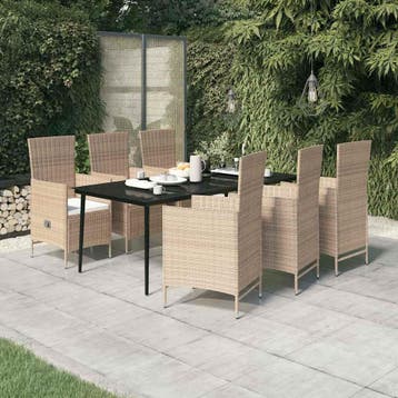 vidaXL 7-delige Tuinset met kussens beige, Verzenden, Tuinset