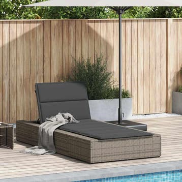 vidaXL Ligbed met zwevend kussen poly rattan grijs, Verzenden