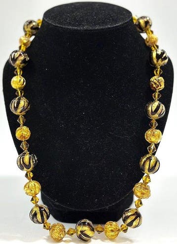 Collier Vintage en verre de Murano – couleur chocolat ambre