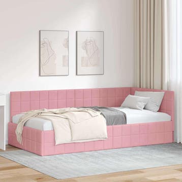 vidaXL Hoek Bed Frame Roze 90 x 200 cm Fluweel, Verzenden, Nieuw