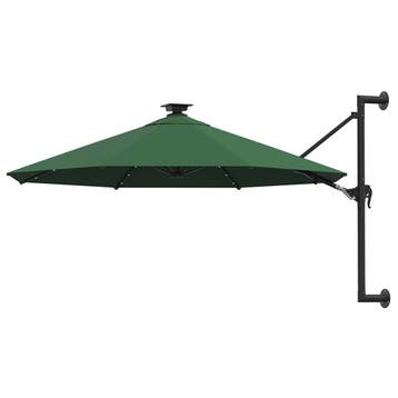 vidaXL Wandparasol met LEDs 300 cm groen, Verzenden, Nieuw