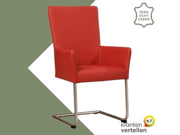 Leren eetkamerstoel Dry met armleuning - Toledo Ducati, Huis en Inrichting, Stoelen, Nieuw, Leer, Ophalen of Verzenden, Rood