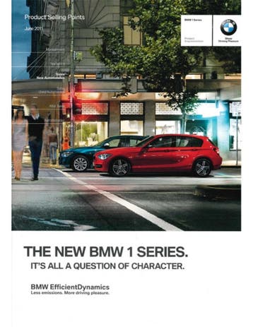 2011 BMW 1 SERIE PRODUCT BEARGUMENTATIE BROCHURE ENGELS, Nieuw