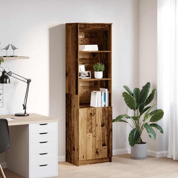 vidaXL Hoge kast 50x35x180 cm bewerkt hout oud houtkleurig, Verzenden