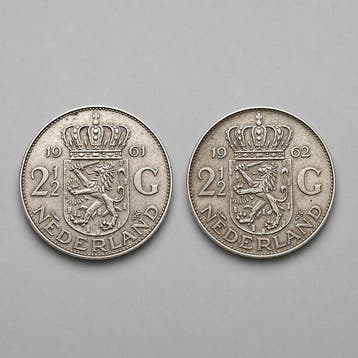 Nederland. 2 1/2 Gulden 1961/1962, Lot 2 x (Zonder