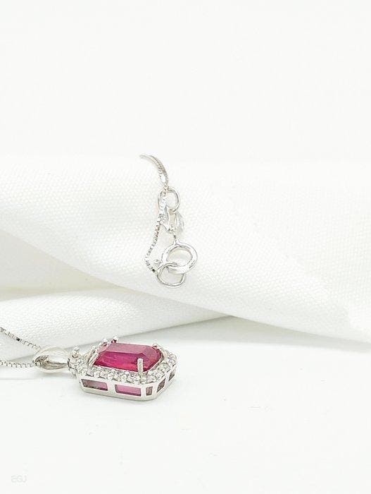Zonder minimumprijs - Halsketting - 14 karaat Witgoud Robijn, Handtassen en Accessoires, Kettingen