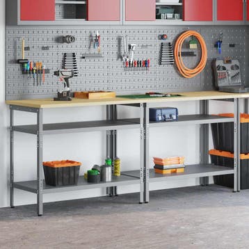 vidaXL Werkbankset 2 st Beige en Grijs Gepoedercoat staal, Verzenden