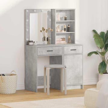 vidaXL Dressing tafel set met LED 2 st Beton Grijs Bewerkt, Verzenden