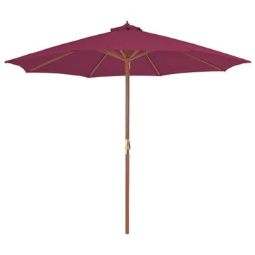 vidaXL Parasol met houten paal 300 cm bordeauxrood, Verzenden